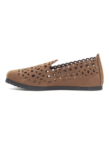 Comfortfusse Leren instappers zandkleurig
