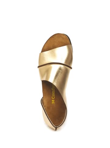 Comfortfusse Leder-Sandalen in Gold