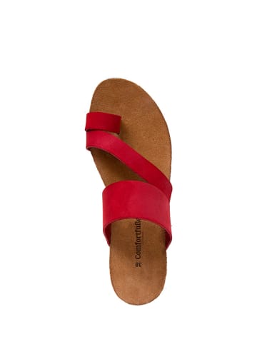 Comfortfusse Leder-Zehentrenner in Rot