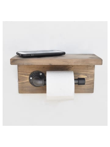 Evila Toilettenpapierhalter "Boruraf170" in Walnuss - (B)40 x (H)14 x (T)12 cm