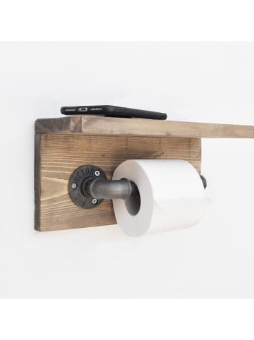 Evila Toiletrolhouder "Boruraf170" walnootkleurig - (B)40 x (H)14 x (D)12 cm