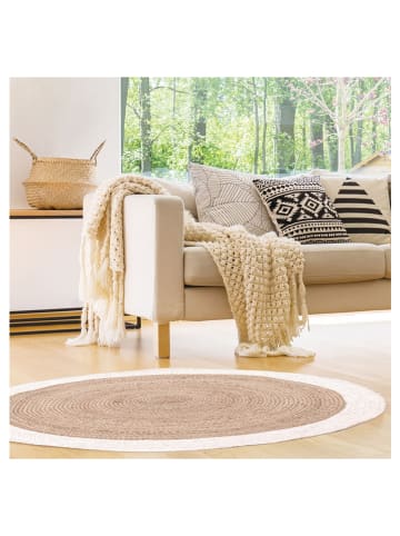 THE HOME DECO FACTORY Jute-Teppich in Hellbraun - Ø 120 cm