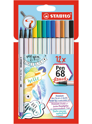 STABILO Filzschreiber "Pen 68 Brush" - 12 Stück