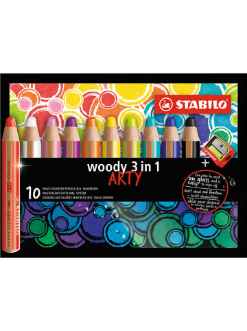 STABILO XXL-Buntstifte "Woody 3in1 - Arty" - 10 Stück+Spitzer