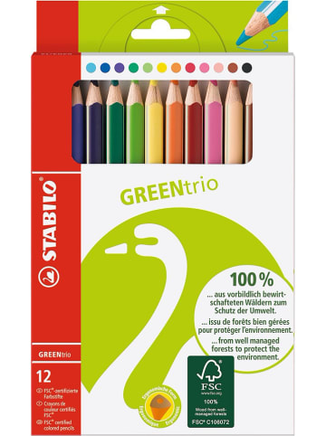 STABILO Milieuvriendelijke kleurpotloden driehoekig "STABILO Green trio" - 12 stuks