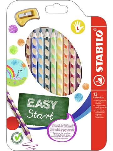 STABILO Ergonomische Buntstifte - Linkshänder "STABILO EASYcolors" - 12 Stück+Spitzer