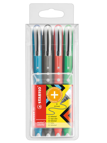 STABILO Tintenroller "STABILO worker+colorful-medium" - 4 Stück
