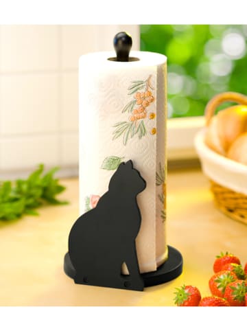 Wenko Papierrollenhalter "Katze" in Schwarz - (H)30 x Ø 15 cm