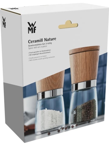 WMF 2tlg. Set: Salz- und Pfeffermühlen "Nature" in Hellbraun - (H)14 x Ø 6 cm