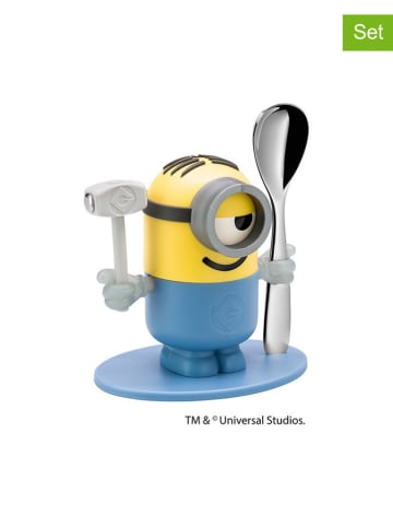 WMF 2tlg. Set: Eierbecher und Löffel "Minions" in Blau/ Gelb