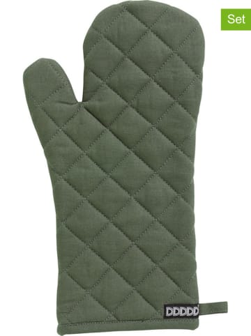 DDDDD 2er-Set: Ofenhandschuhe "Kit" in Oliv - (L)36 x (B)18 cm