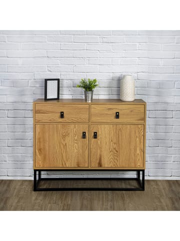 DOCK avenue Sideboard "Abbott" in Natur/ Schwarz - (B)100 x (H)80 x (T)29 cm