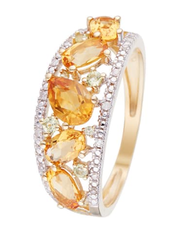 DIAMOND & CO Gouden ring "Olivines" met diamanten