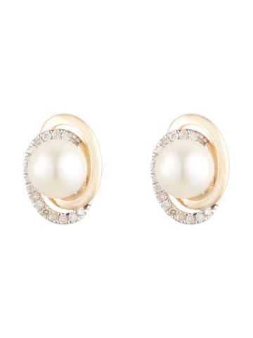 DIAMOND & CO Złote kolczyki-wkrętki "Kochani" z diamentami i perłami