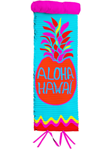 Le Comptoir de la Plage Strandmat "Tropical - Ananas" turquoise/roze - (L)180 x (B)60 cm