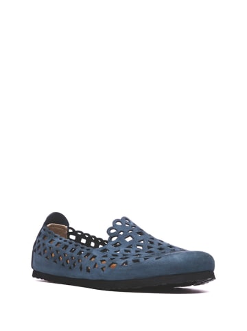 Comfortfusse Leder-Slipper in Dunkelblau
