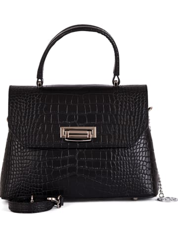 Mia Tomazzi Leder-Henkeltasche "Tintoretto" in Schwarz - (B)28 x (H)20 x (T)12 cm