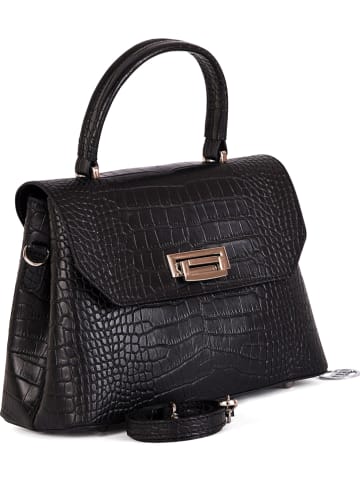 Mia Tomazzi Leder-Henkeltasche "Tintoretto" in Schwarz - (B)28 x (H)20 x (T)12 cm