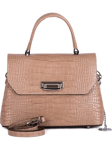 Mia Tomazzi Leder-Henkeltasche "Tintoretto" in Taupe - (B)28 x (H)20 x (T)12 cm
