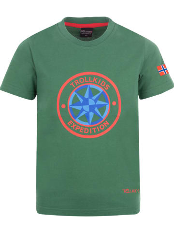 Trollkids Koszulka funkcyjna "Windrose" w kolorze zielonym