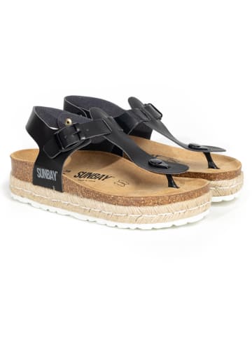 Sunbay Leren teenslippers "Yarrow" zwart