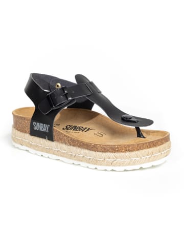 Sunbay Leren teenslippers "Yarrow" zwart