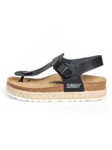 Sunbay Leren teenslippers "Yarrow" zwart