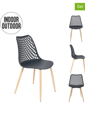 Ethnical Life 2-delige set: stoelen "Malaga" antraciet - (B)48 x (H)83 x (D)52 cm