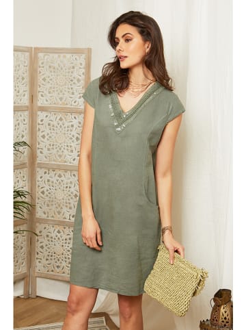 Lin Passion Leinen-Kleid in Khaki