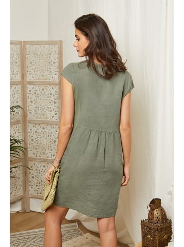 Lin Passion Leinen-Kleid in Khaki