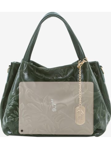 Anna Morellini Leder-Henkeltasche "Clarissa" "Clarissa" in Grün - (B)28 x (H)20 x (T)12 cm