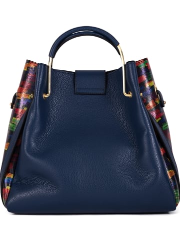 Anna Morellini Leder-Henkeltasche in Dunkelblau - (B)38 x (H)32 x (T)13 cm