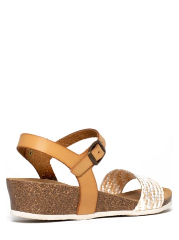 BACKSUN Sleehaksandalen "Calabria" lichtbruin/wit/geel