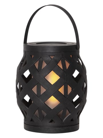 STAR Trading Lampion LED "Flame Lantern" w kolorze czarnym - wys. 16 cm