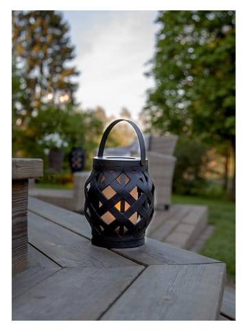 STAR Trading Ledlantaarn "Flame Lantern" zwart - (H)16 cm