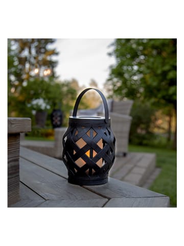 STAR Trading Ledlantaarn "Flame Lantern" zwart - (H)16 cm