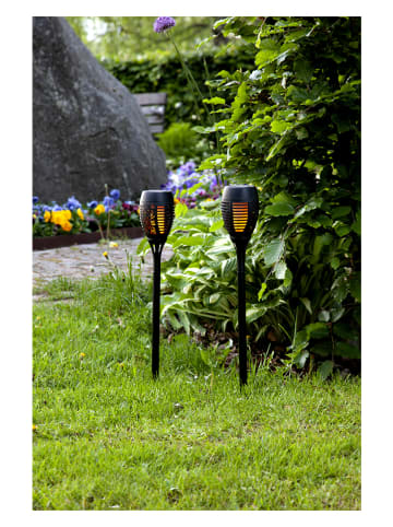 STAR Trading 2er-Set: LED-Solar-Gartenstecker "Flame" in Schwarz - (H)50 cm