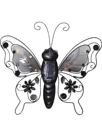 STAR Trading Decoratief ledsolarfiguur "Butterfly" zwart - (H)34 cm