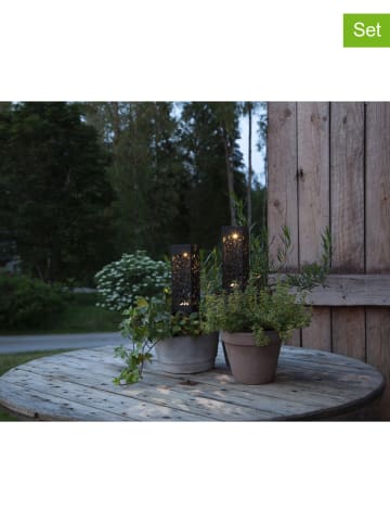 STAR Trading 2er-Set: LED-Solar-Gartenstecker "Izola" in Schwarz - (H)18 cm