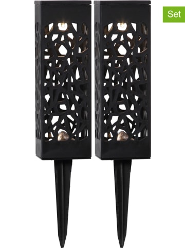 STAR Trading Solarne lampy ogrodowe (2 szt.) "Izola" w kolorze czarnym - wys. 18 cm