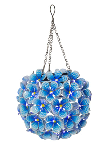 STAR Trading Decoratieve ledsolarhanger "Hortensia" blauw - Ø 16 cm