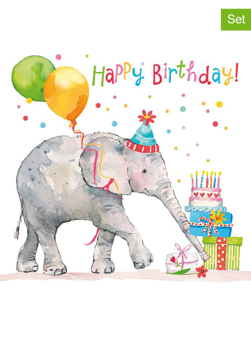 Tee-Zeit mit ppd 2er-Set: Servietten "Birthday Elephant" in Bunt - 2x 20 Stück