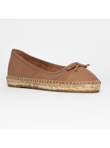 Blue Bay Leren espadrilles "Keila" lichtbruin