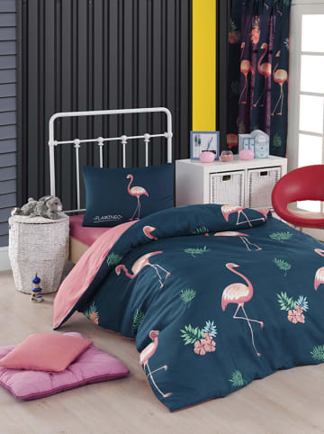 Colorful Cotton Komplet pościeli "Big Filamin" w kolorze granatowo-jasnoróżowym