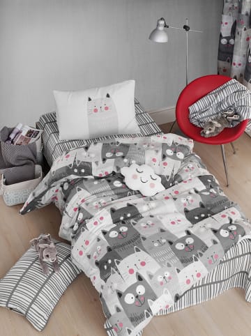 Colorful Cotton Komplet pościeli "Duvarda Kediler" w kolorze szaro-białym