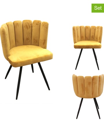 Rétro Chic 2-delige set: fauteuils "Ariel" geel - (B)52,5 x (H)79,7 x (D)50,5 cm