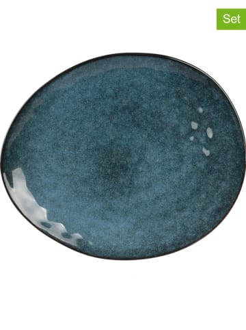 THE HOME DECO FACTORY 12-delige set: dinerborden blauw - (L)27,5 x (B)23 cm