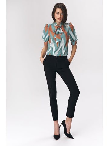 Nife Blouse mintgroen/camel/wit