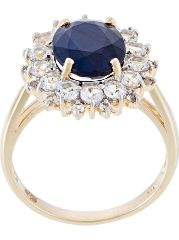OR ÉCLAT Złoty pierścionek "Soleil Bleu" z topazami i szafirem