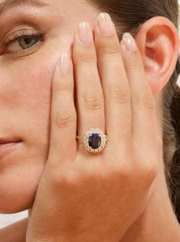 ATELIER DU DIAMANT Gouden ring "Soleil bleu" met edelstenen